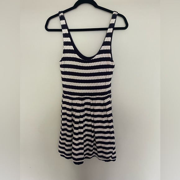 AQUA Navy White Eyelet Tank Dress -Medium - Picture 2 of 8